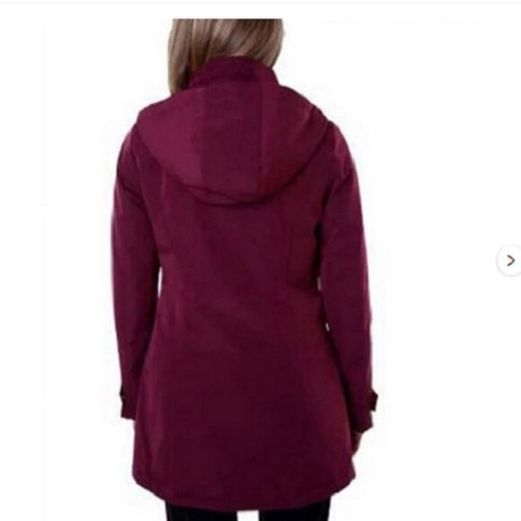 NWT HFX Ladies All Weather Hooded Trench Coat Zinfandel - Picture 4 of 4